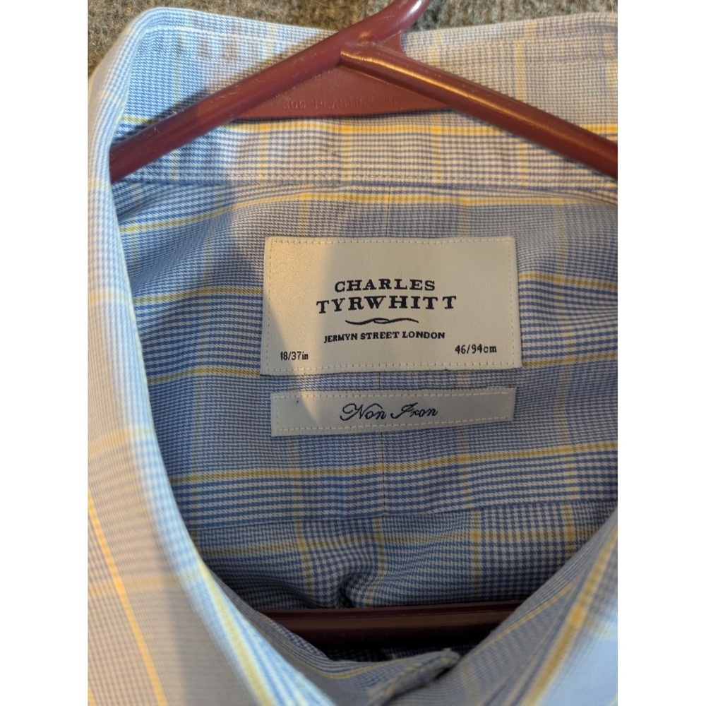 Charles Tyrwhitt Shirt Mens Oxford Button Up 18-37 Blue Long Sleeve French Cuff - Picture 6 of 9